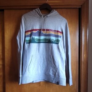 L.L. Bean Gray Hoodie with Colorful Stripe Design